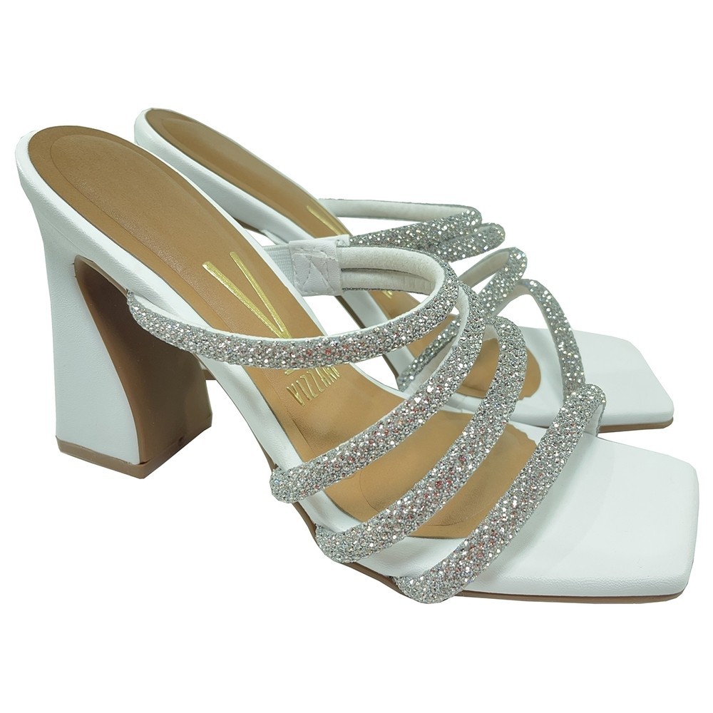 Tamanco Vizzano Tiras Strass Salto Alto Feminino