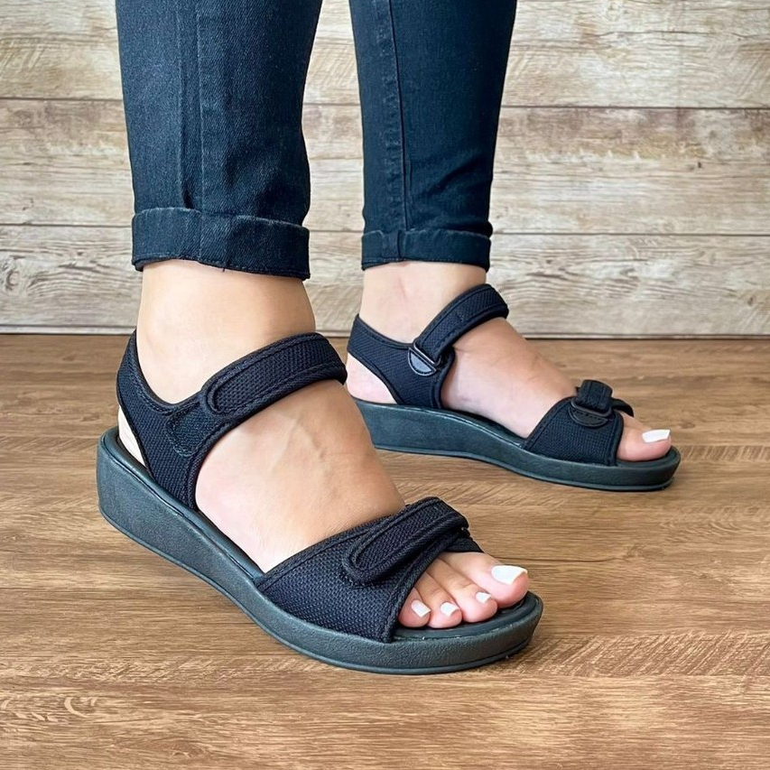 Sandália Feminina Anabela Palmilha Massageadora Mod Ultraconforto Esporão Idosa