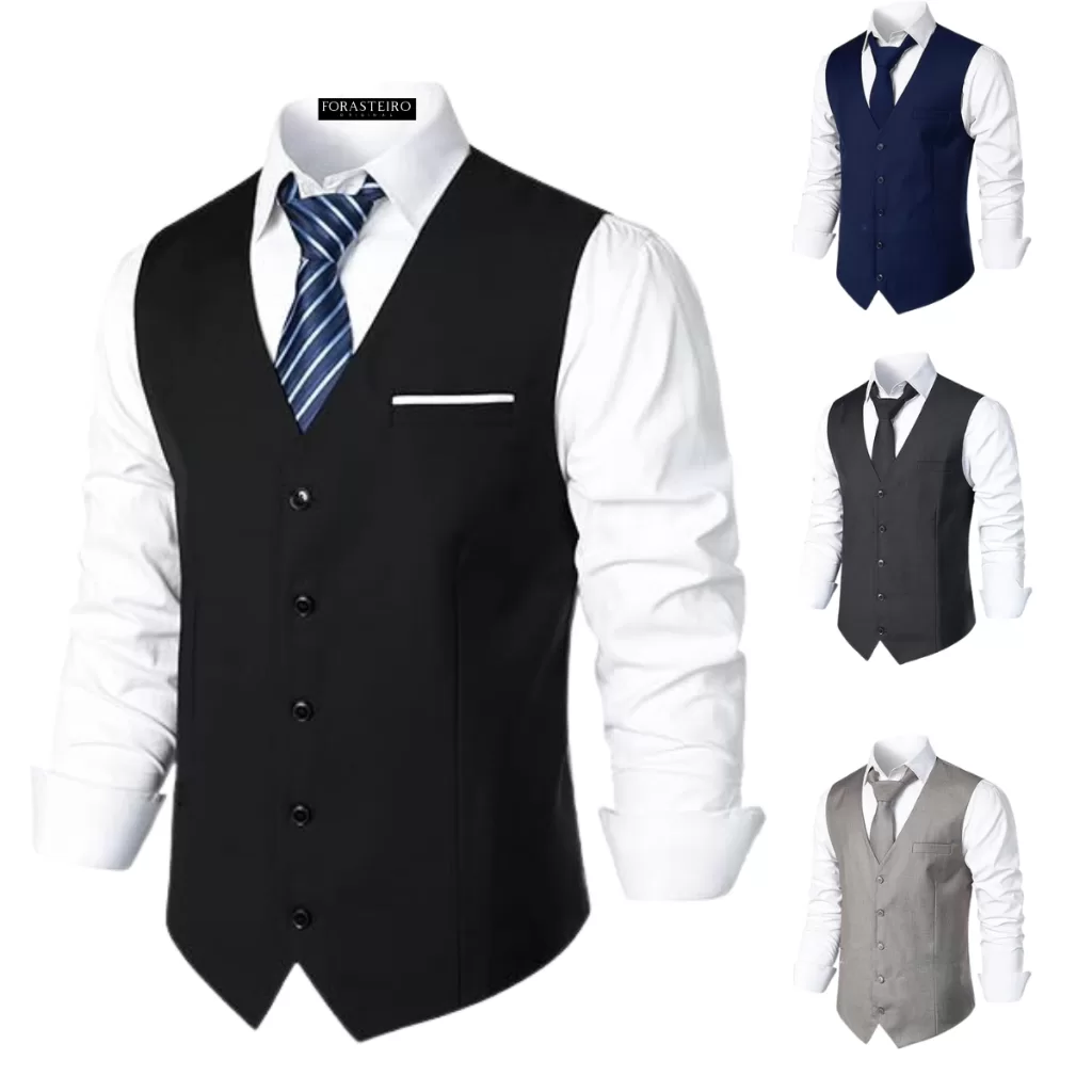 Colete Social Masculino Slim Caimento Perfeito Todas as Cores + Barato