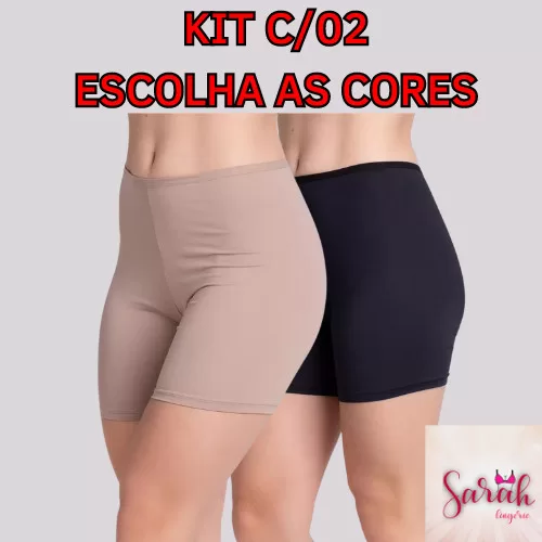 Kit C/ 02 Short Anágua Liso Segunda Pele Feminino