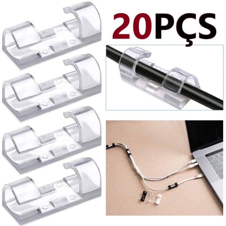 KIT 20 Clips Fixador Organizador de Fios e Cabos A