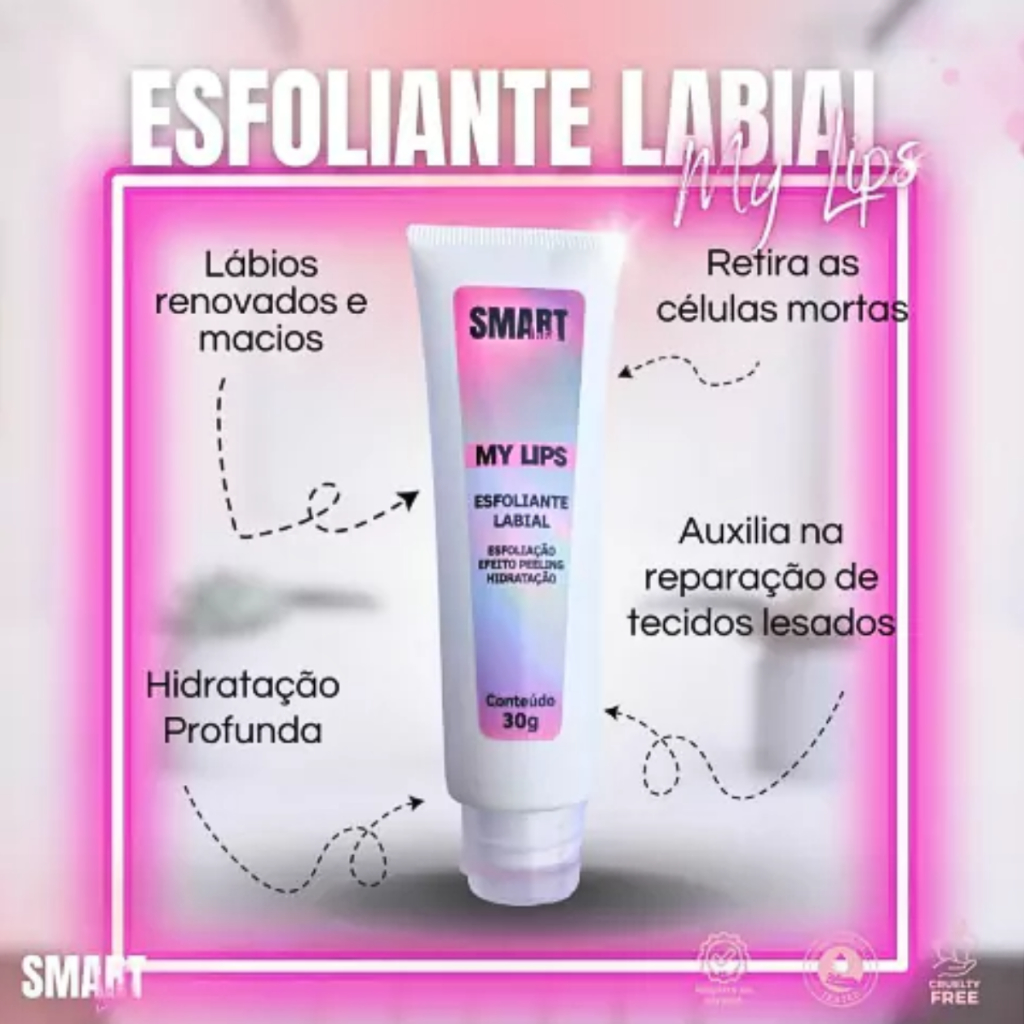 Esfoliante Labial My Lips 30g Smart Lash Pro Hidratação e Renovação Anvisa