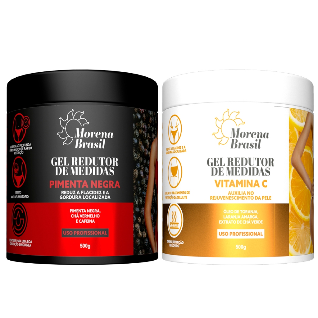Kit 2X Gel de Massagem Corporal Morena Brasil |  Pimenta Negra +  Laranja Amarga
