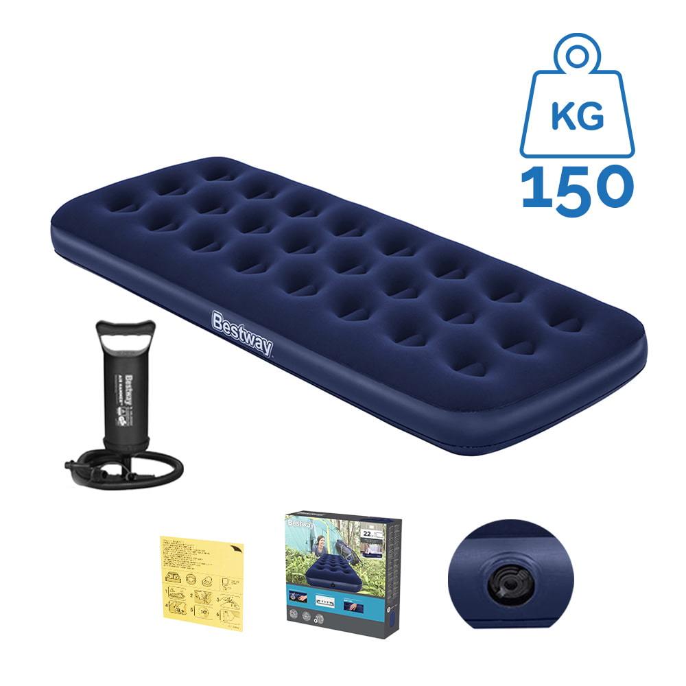 Colchão Inflável Suporta Até 150kg Solteiro Camping Praia + Bomba de Ar Manual Bestway