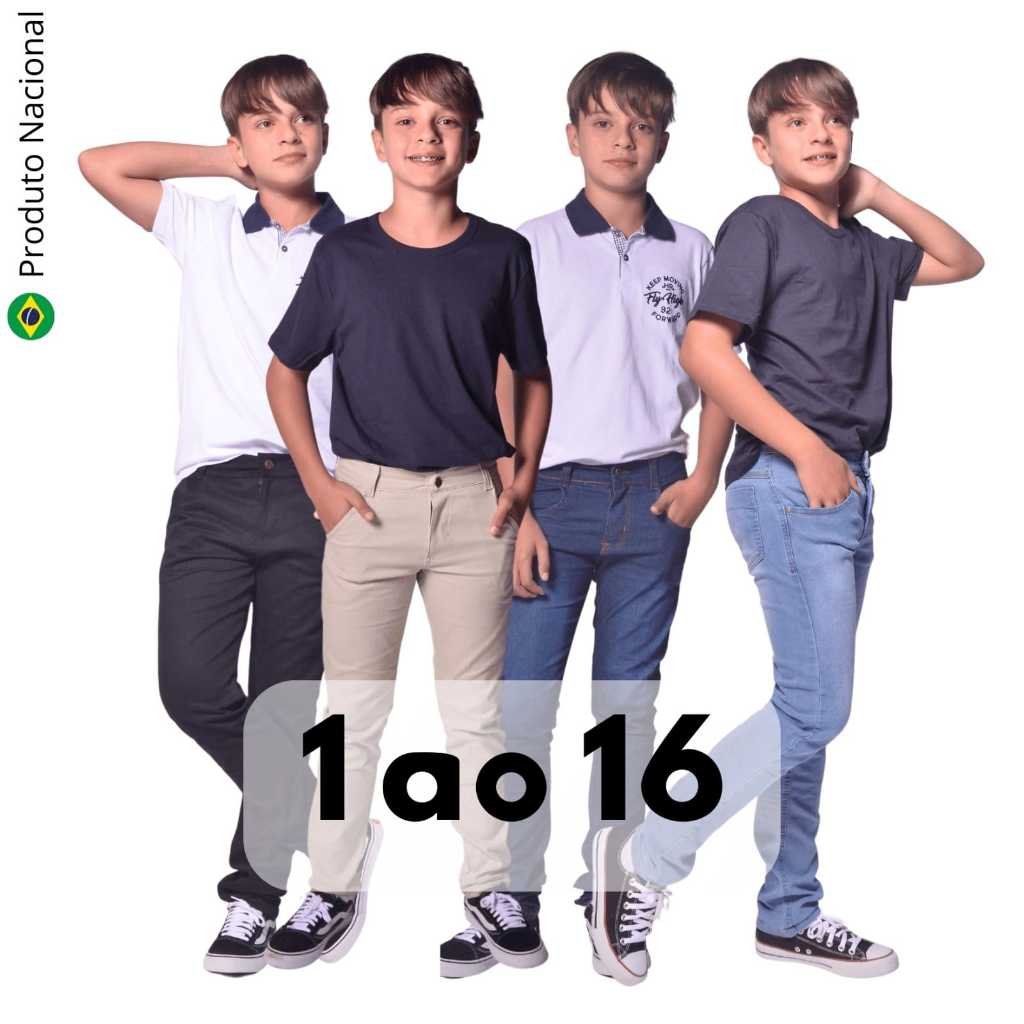 Calça Jeans Infantil Juvenil Menino Lycra Várias Cores 1 ao 16