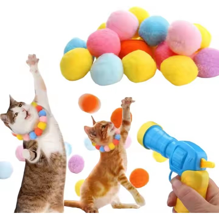 Lançador de bolas para gatos de pelúcia Brinqued