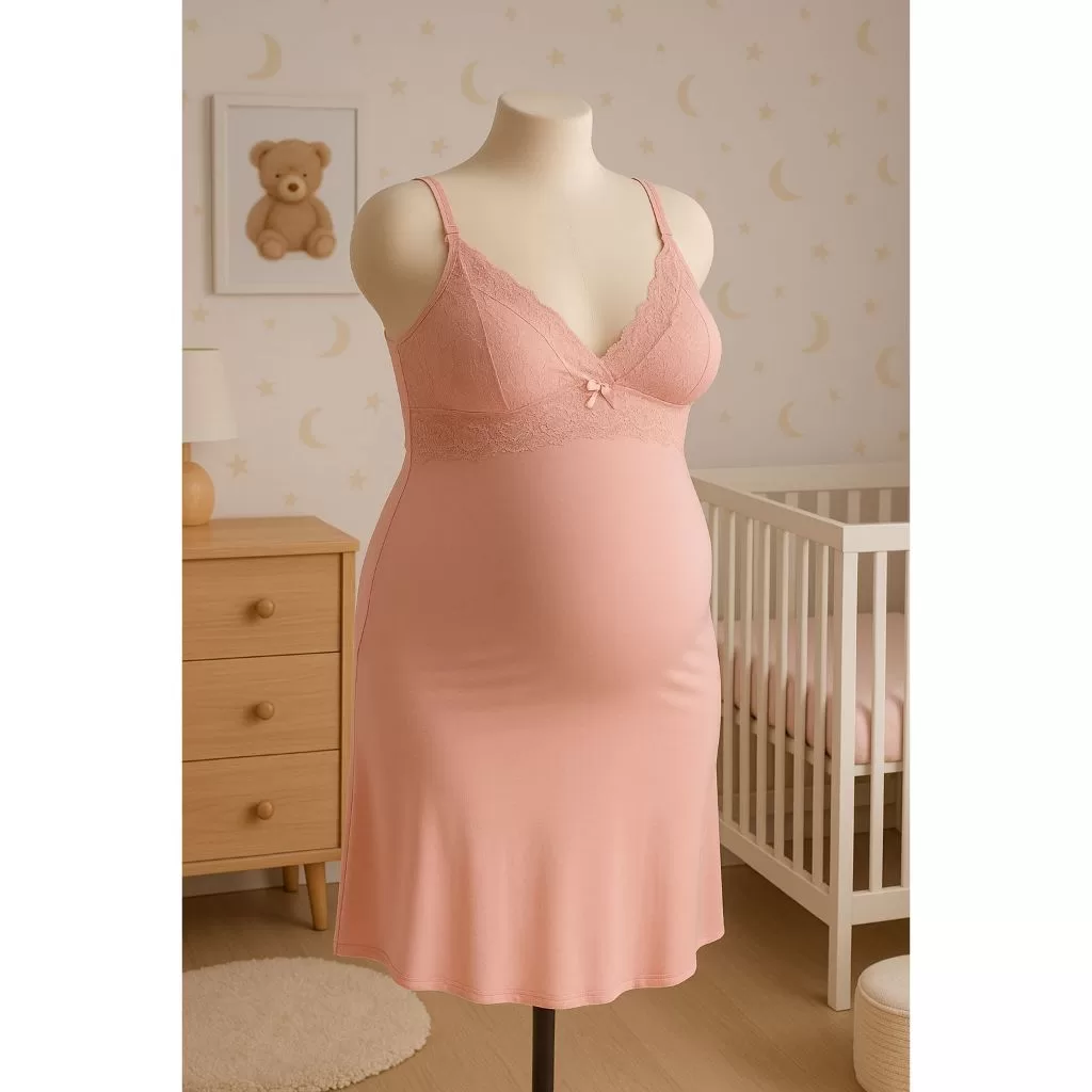 Camisola Plus Size Confort Maternidade: Amamentação Feminina com Estilo Pós-Parto 48 50 52 54Rendada