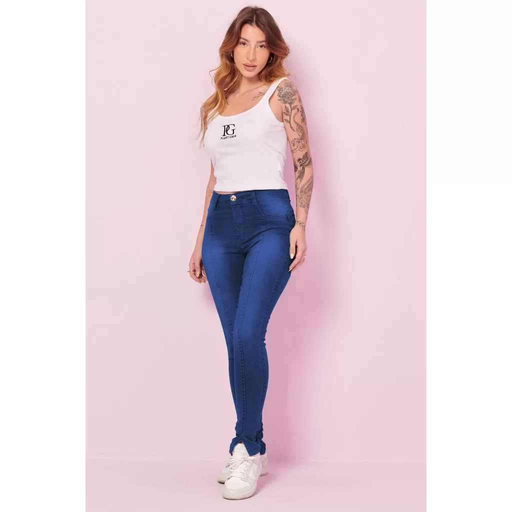 Calça Jeans Feminina Skinny Premium Planet Girls Azul Médio