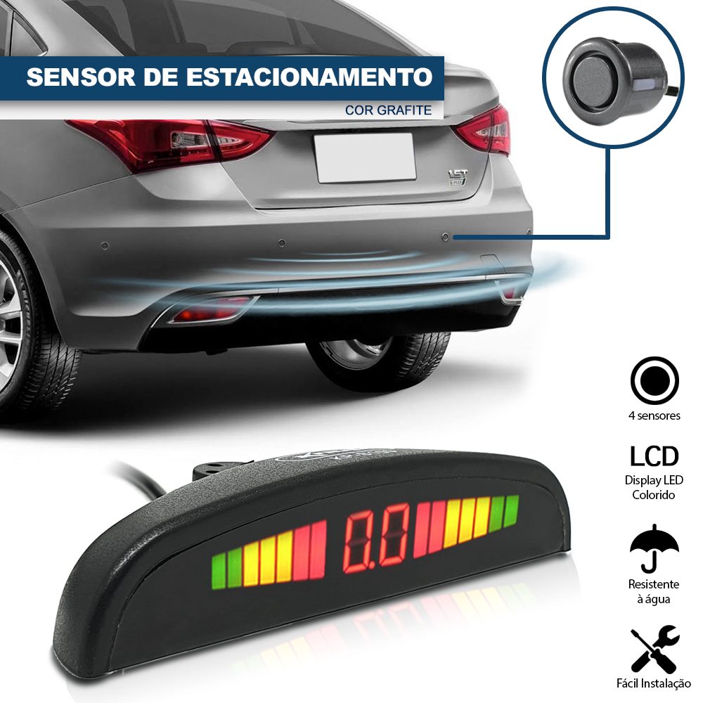 Sensor de Ré Traseiro Cinza Escuro Grafite Chumbo Aviso Aproximação Renault Clio 2009 2010 2011 2012