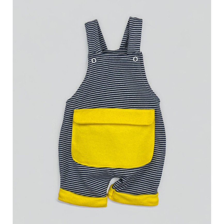 Macacão Jardineira Bebê Listrinhas Menino Verão