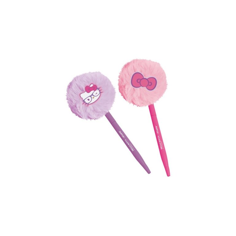 Caneta Pompom Com Aplique Hello Kitty Kit C/2un &#