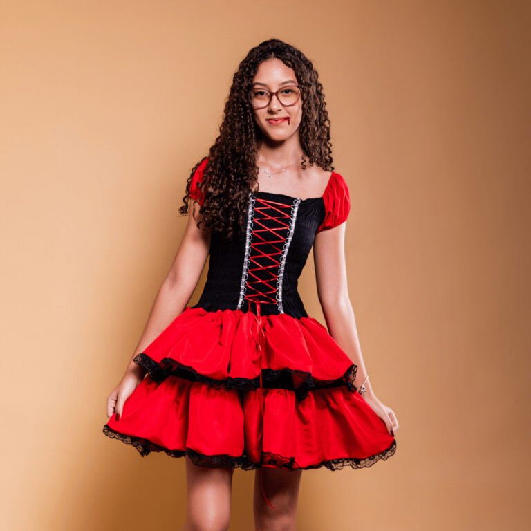 Vestido Fantasia Festa Halloween Vampira Menina In