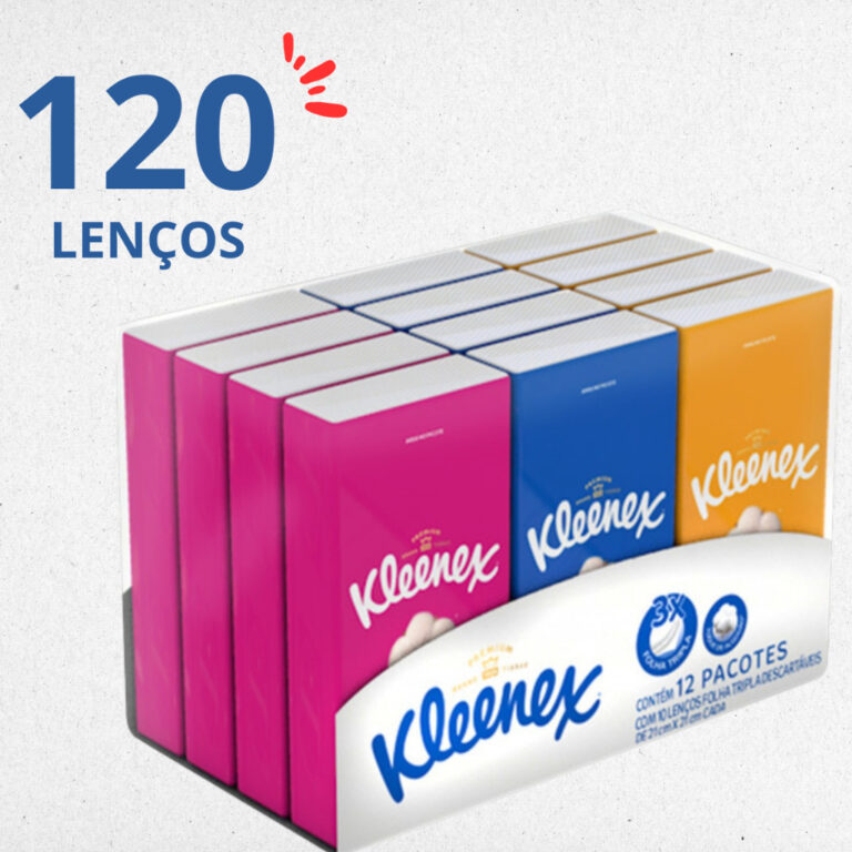 120 Lenço de Papel Triplo Kleenex Kit Descartavel