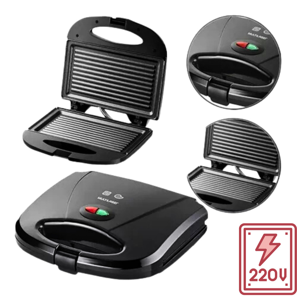 Sanduicheira Eletrica Grill Antiaderente 750w 220v 60Hz Preta Útil Eletro 1 Ano de Garantia