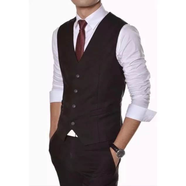 Colete Social Masculino Preto Slim Com Fivela Para