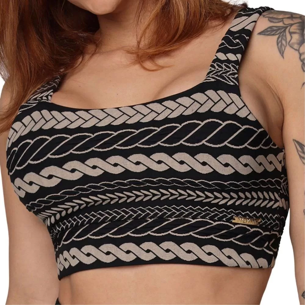 Top Esportivo Faixa Jacquard Tribal Black Moving