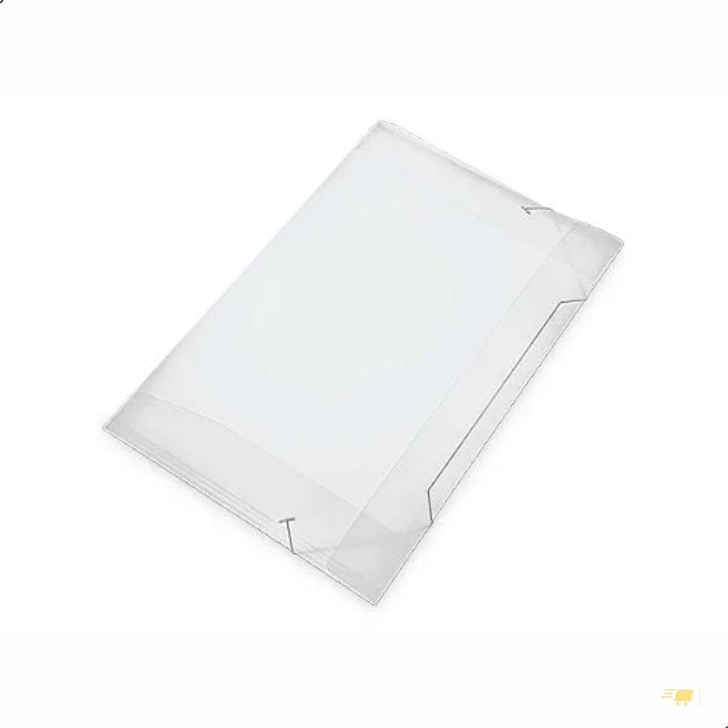 Pasta A4 Classificadora Fina Cristal Transparente com Elástico Organizador de Documentos Arquivos