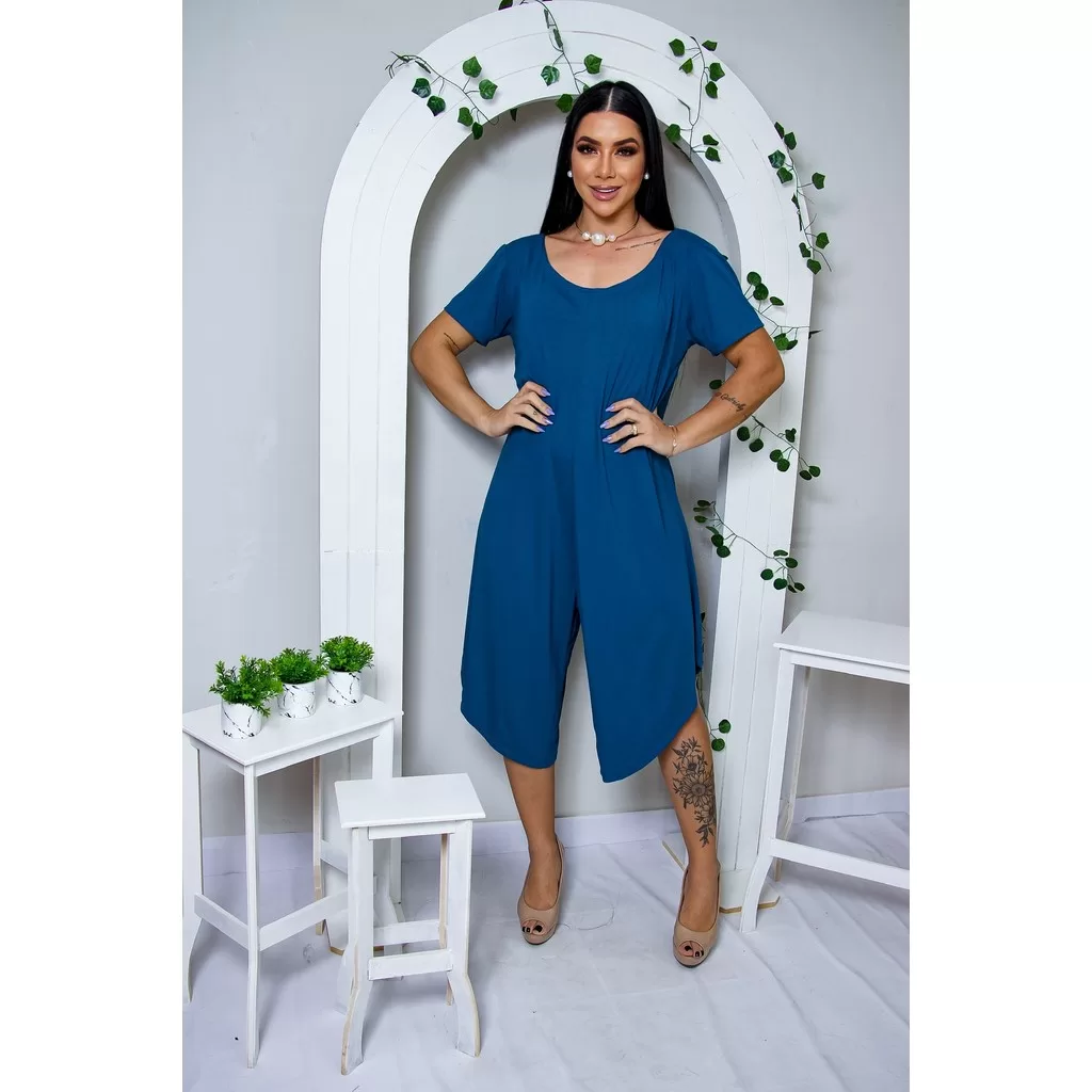 Macacao Pantacourt Midi Feminino Malha em Viscolycra Modelo Premium