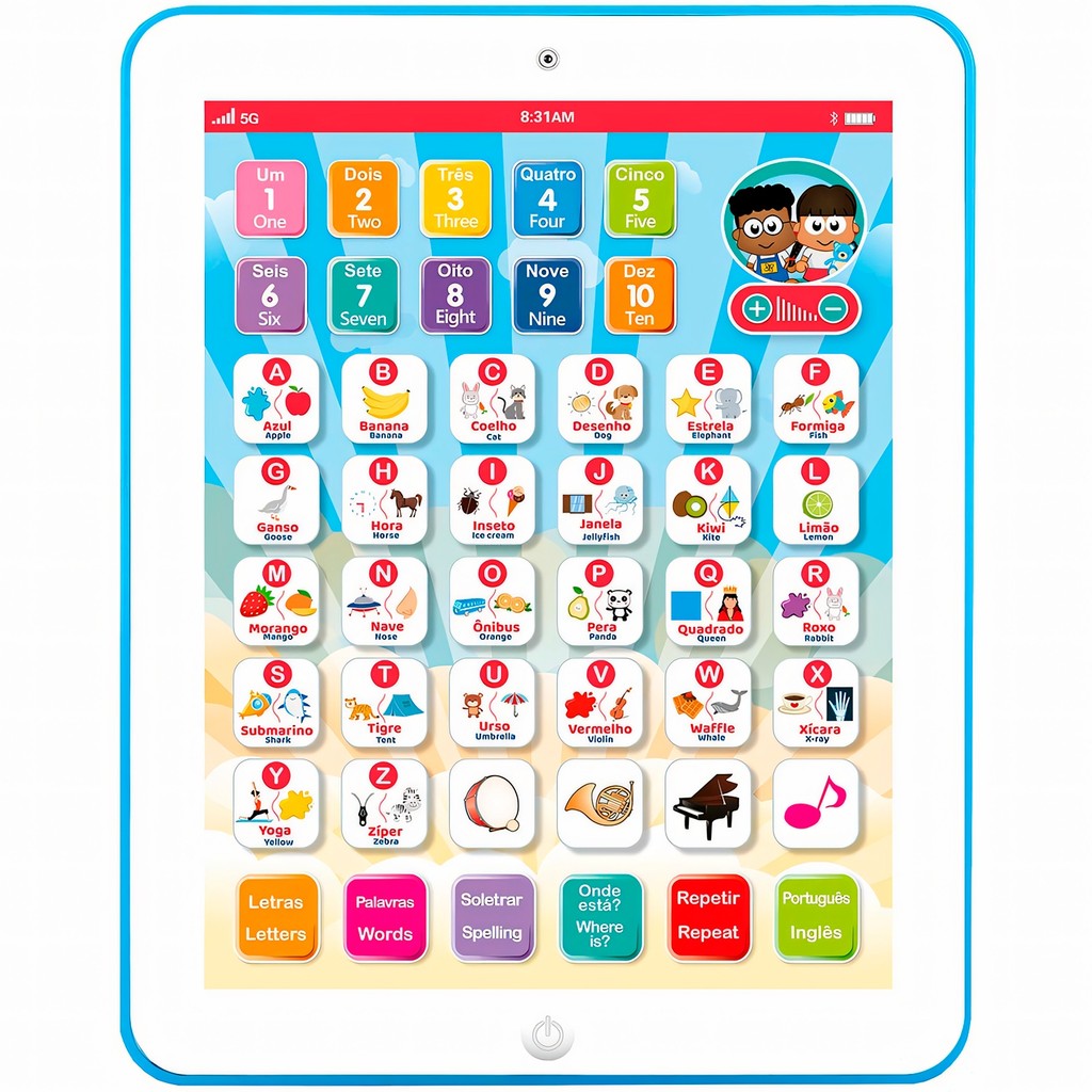 Tablet Interativo Infantil Educativo Bilingue Atividades Para Crianças Dm Toys