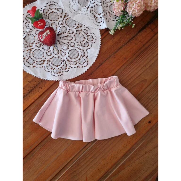 Saia ballet rosa bb curta em suplex infantil.