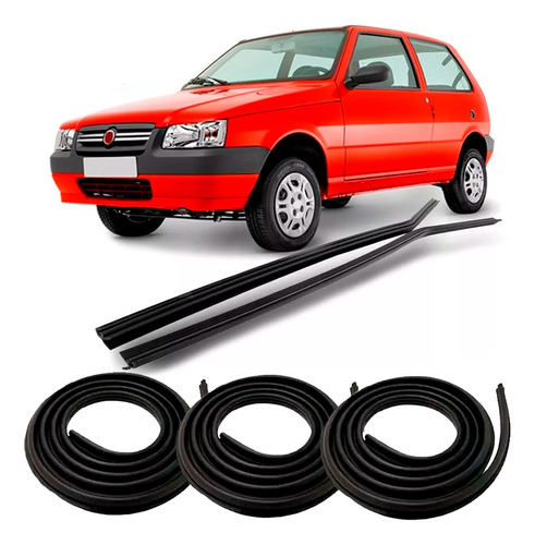Kit Borracha Mala Portas E Pingadeira Fiat Uno 2 P
