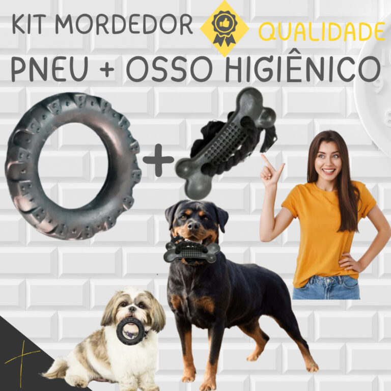 Kit Brinquedo Mordedor para Cachorro Pneu + Osso H