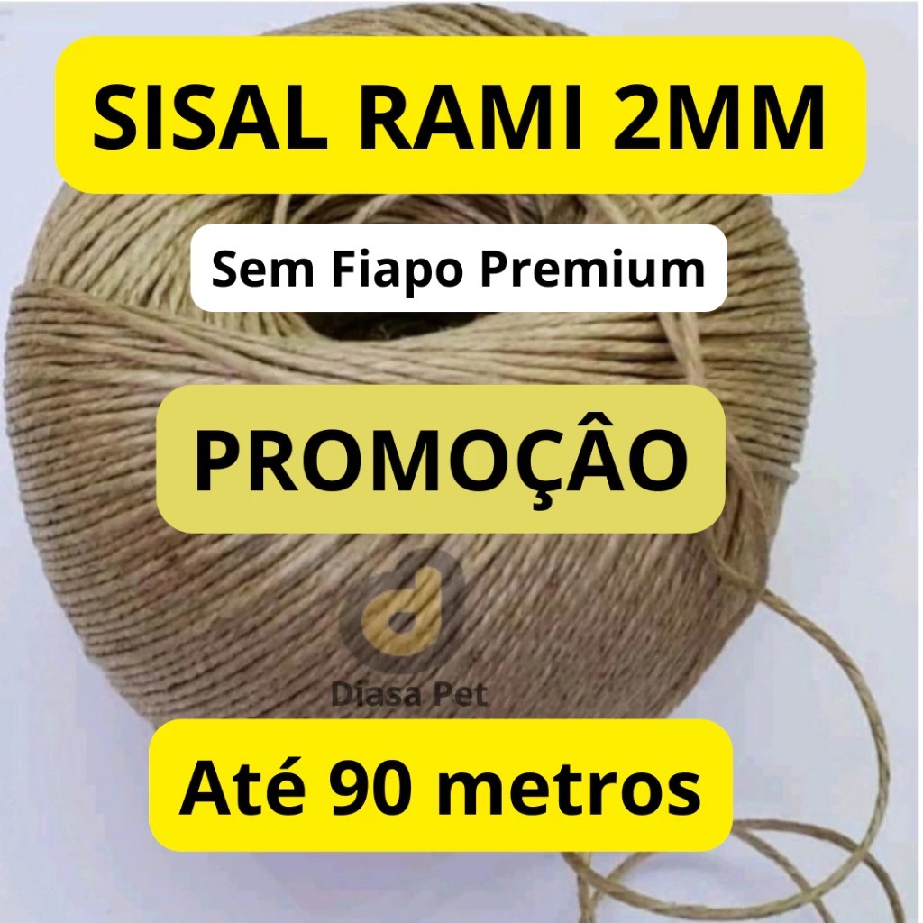 Corda de Sisal Rami 2mm Natural  100 Gramas  | Multiuso, Resistente e Ecológica