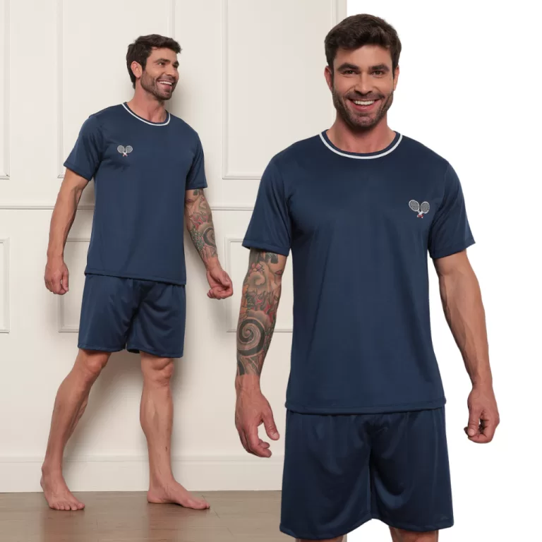 Pijama Masculino Manga Curta e Short Linha Verão 