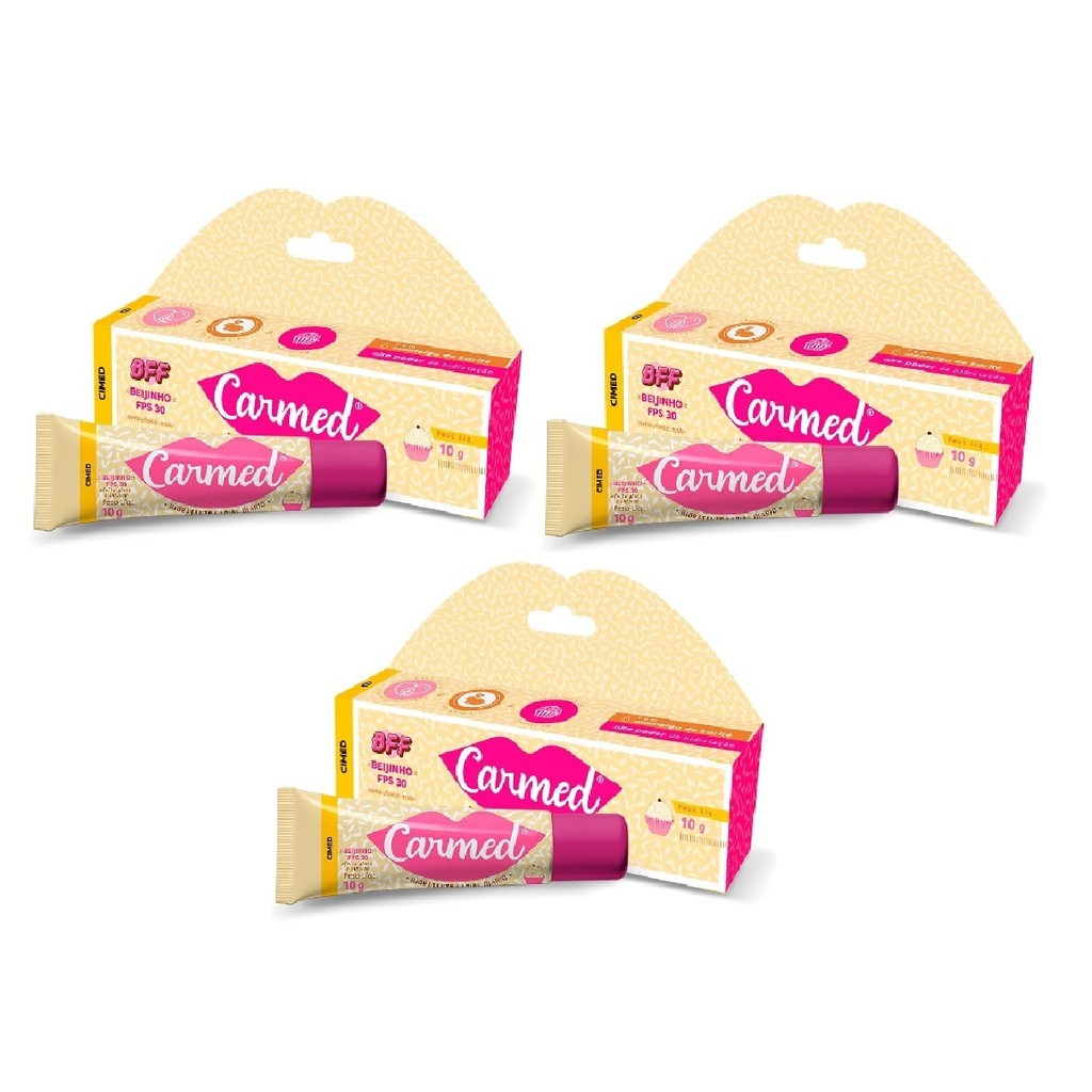 Cimed Carmed BFF Hidratante Beijinho FPS30 10g Kit 3