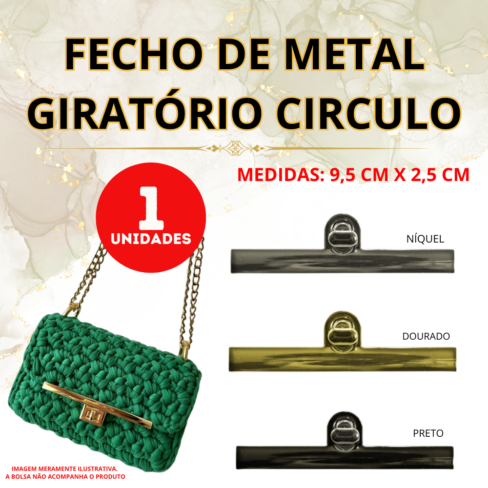 Fecho Giratório Círculo p/ Bolsa Handmade  Design moderno e alta qualidade (1 unidade)