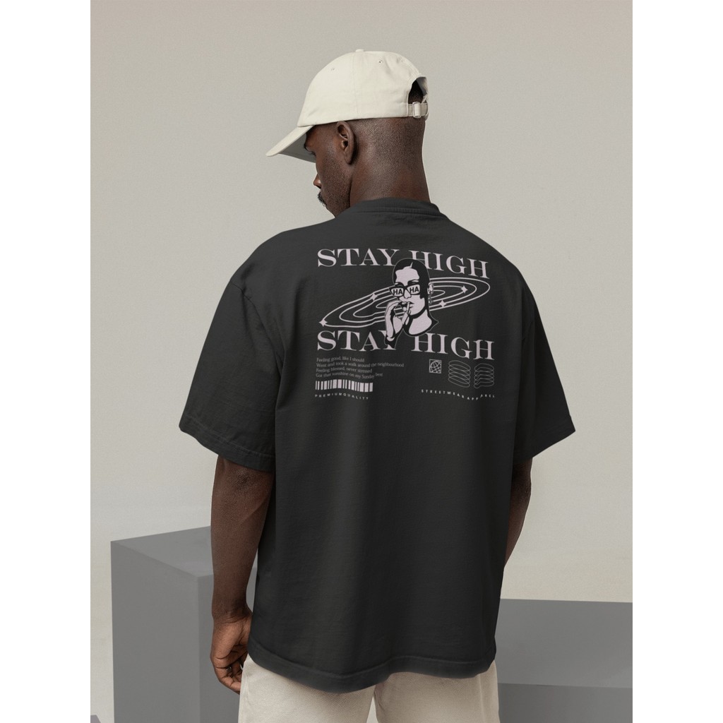 Camiseta Oversize Streetwear Masculino e Feminino 100% Algodão Treino e Dia a Dia Preto e Off Whte E