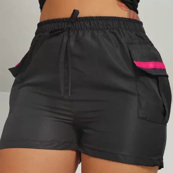 Shortinho Cargo Feminino  Short Tactel Moda Verão