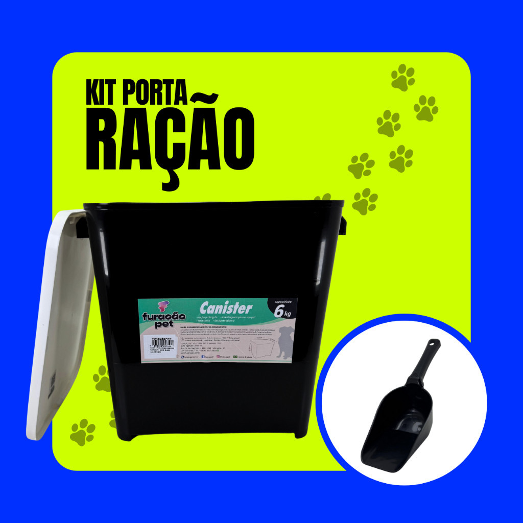 Container Canister Porta Ração Pet 6kg + Pá Dosadora