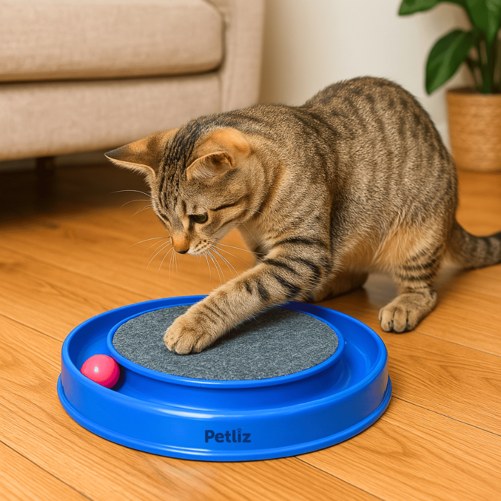 Brinquedo Arranhador Redondo Com Bolinha Interativo Relax Antiestresse Para Gatos