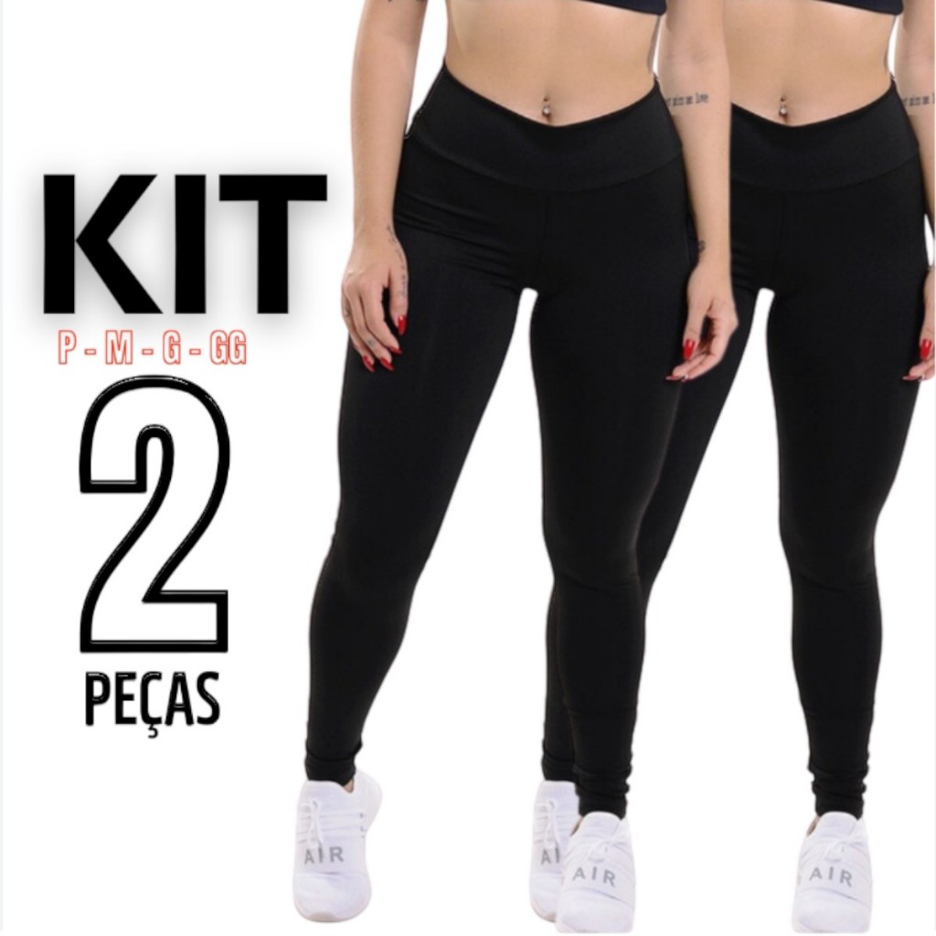Kit 2 Calça Legging Feminina Suplex Suplo Não Fica Transparente Ideal Para seu Dia a Dia ou Seu Trei