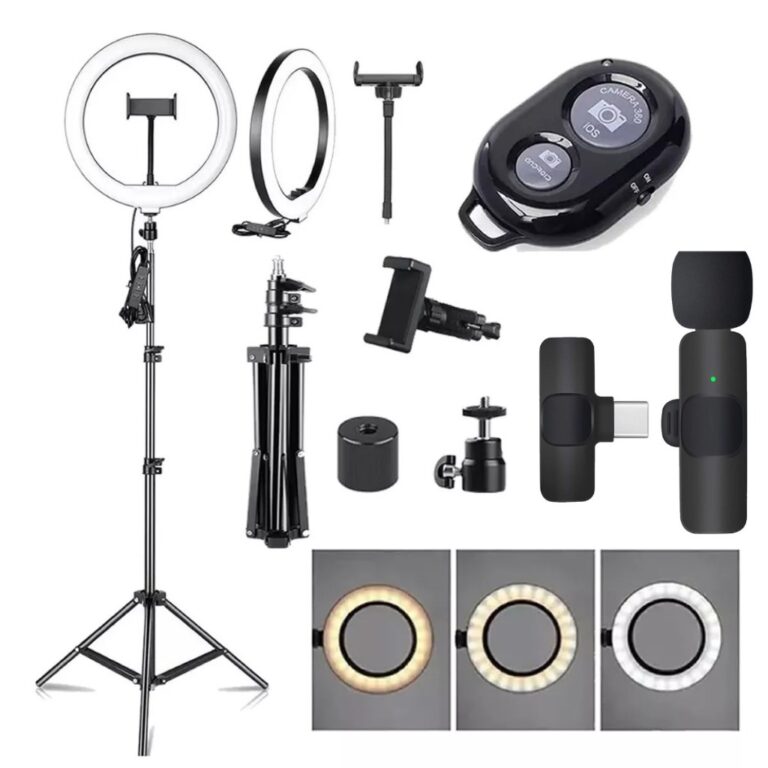 Kit Ring Light Led Tripe + Bt + Microfone Sem Fio 