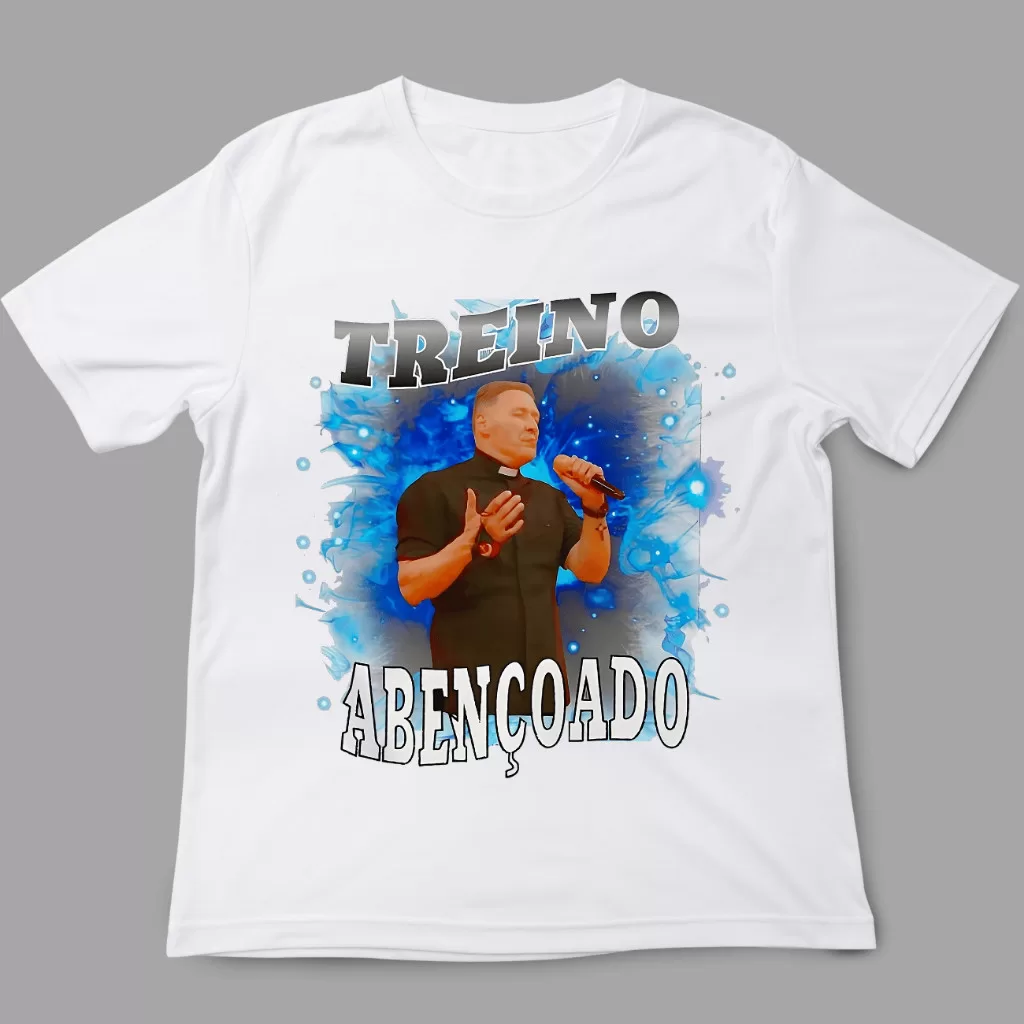 Camiseta Treino Academia – Padre Marcelo Rossi Azul Maromba Meme Academia