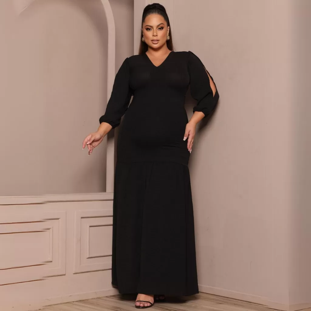 Vestido Longo Feminino Plus Size Festa Madrinha Elegante