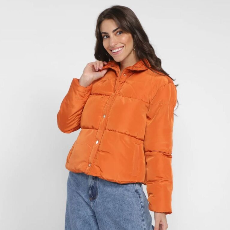 Jaqueta Puffer The Style Box Gola Alta Feminina Bl
