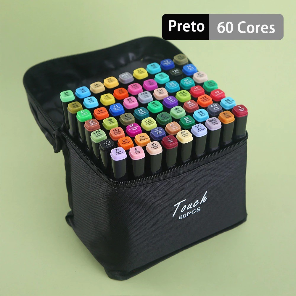 24/30/36/48/60/80/100 Cores Caneta Marcadora De Cabeça Dupla Oleosa Montagem Artística Para Estudant