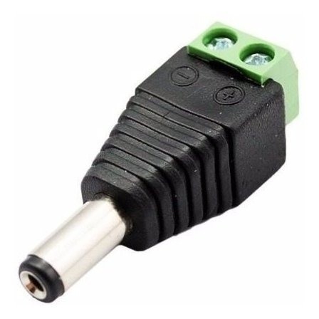 Conector Dc Macho De Parafusar Verde 2.1mm X 5.5mm