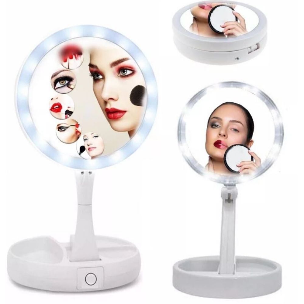 Espelho maquiagem mesa ring light LED iluminação USB ajustável nitidez beleza facial