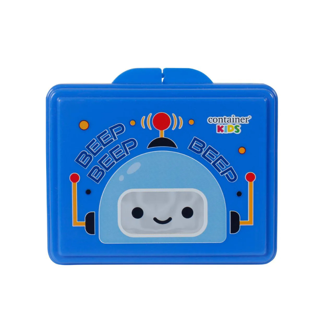 Porta Lanches Robots Azul Infantil Menino Container Kids