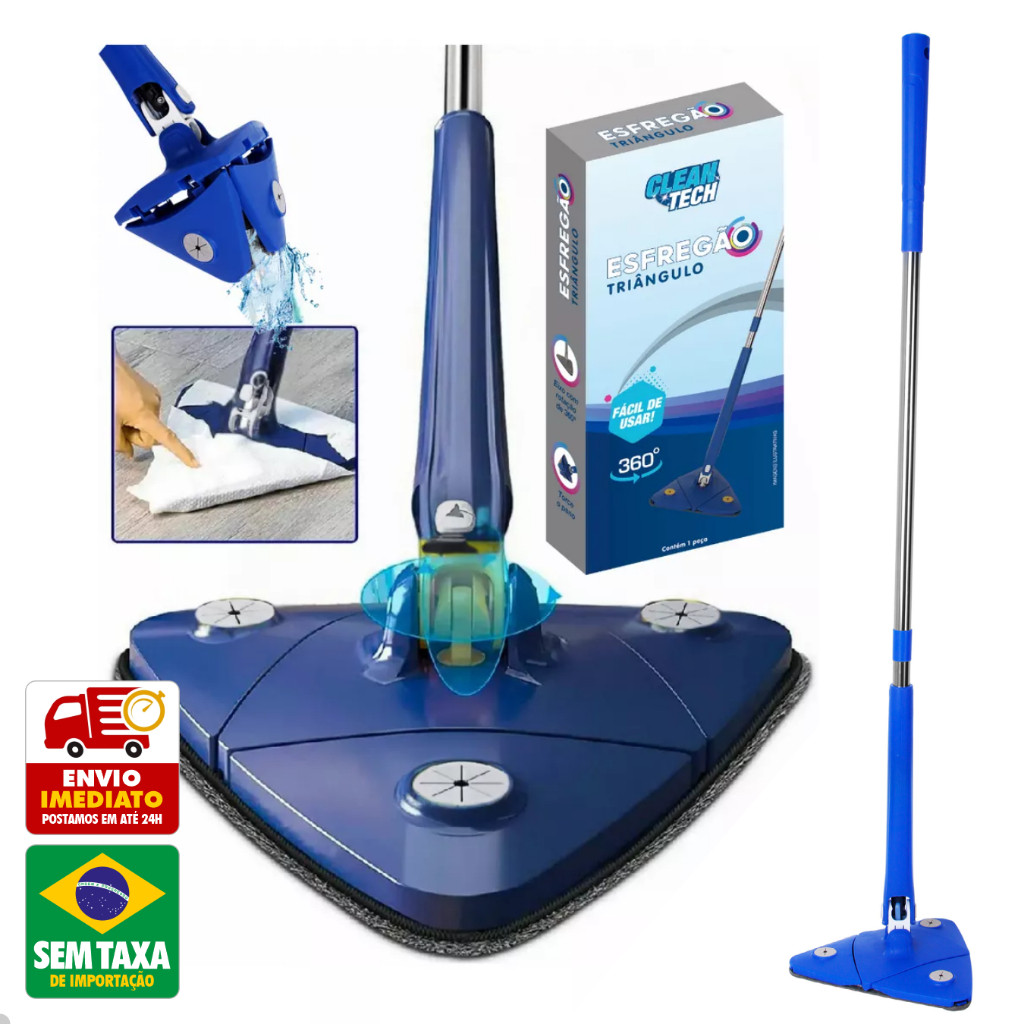 Esfregão Mop Triangulo Giratório Limpeza Clean Tech CT0016