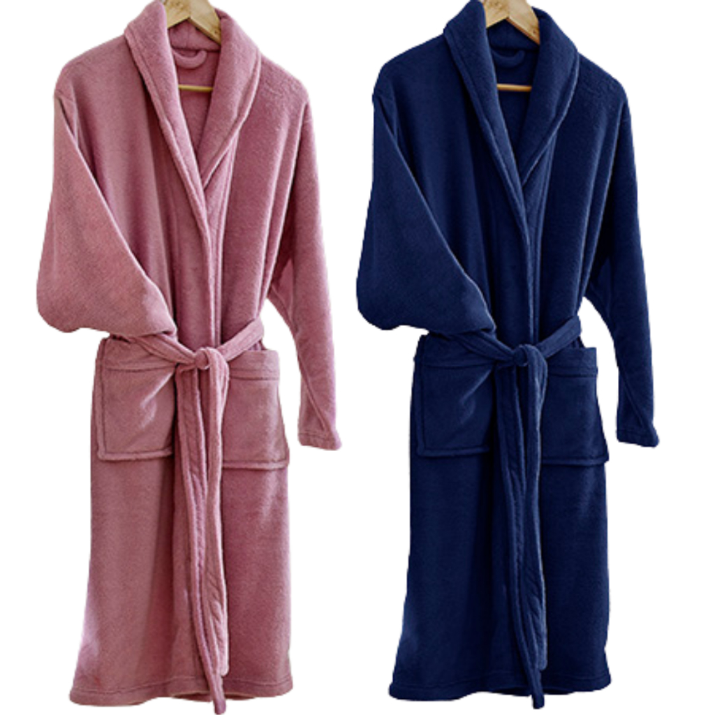 Kit 2 peças Roupão Casal P, M, G e GG 100% microfibra Bolso Cinto Ajustável Toque Mácio