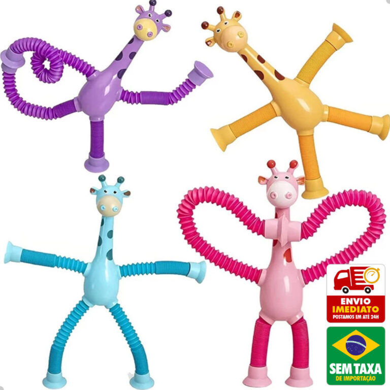 Brinquedo Girafa Tubo Pop Telescopio Estica Plasti