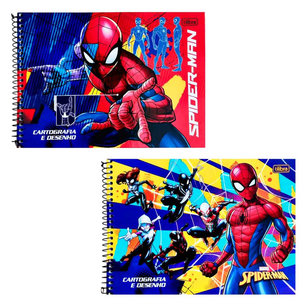 Caderno de Desenho e Cartografia Spider Man Homem Aranha com Figurinhas – Tilibra