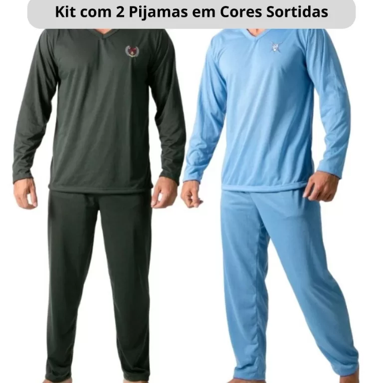 Kit com 2 Pijamas Masculino Inverno Manga Longa co