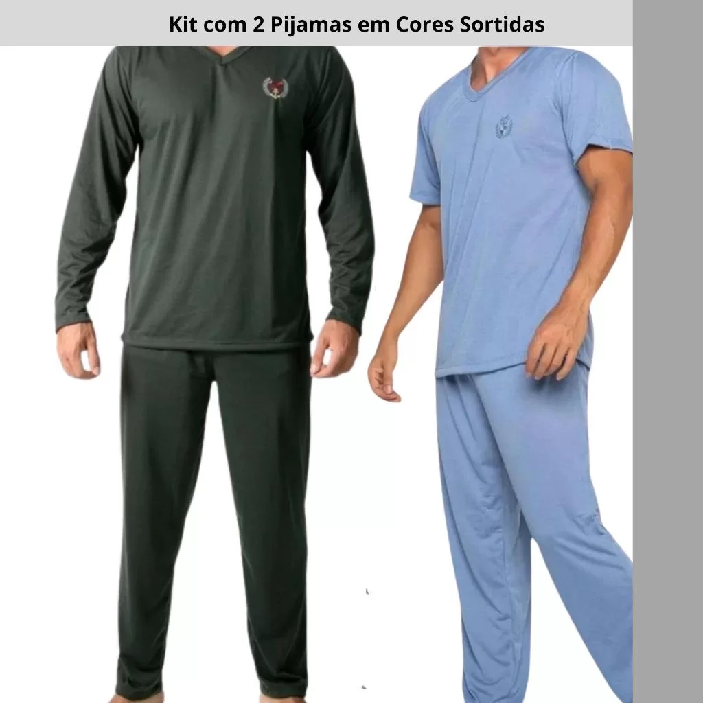 PIJAMA MASCULINO MANGA LONGA DE INVERNO EM MALHA