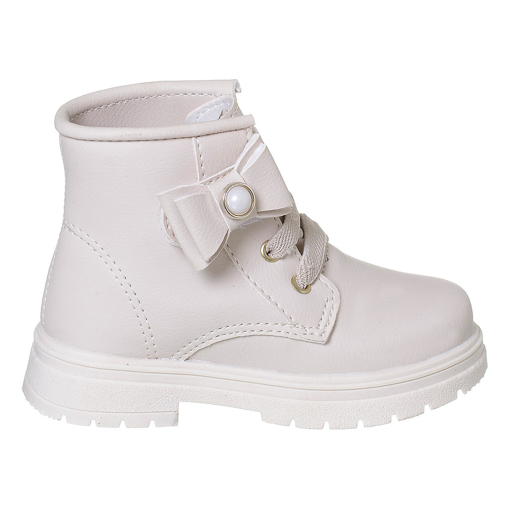 Bota Coturno Infantil Menina Tratorada Cano Curto Off White Botinha Feminina Blogueirinha